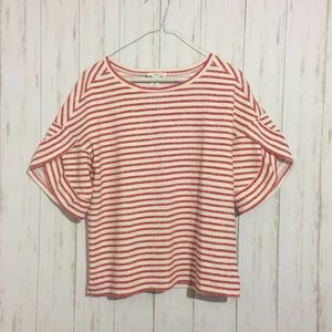 Loft lounge Striped Flutter Sleeve oversized shirt